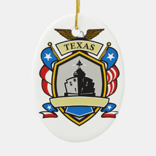 Texas Battleship Emblem Retro Ceramic Ornament