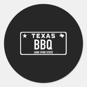 Texas Bbq License Plate Food Meat Tx Austin Gift G Classic Round Sticker