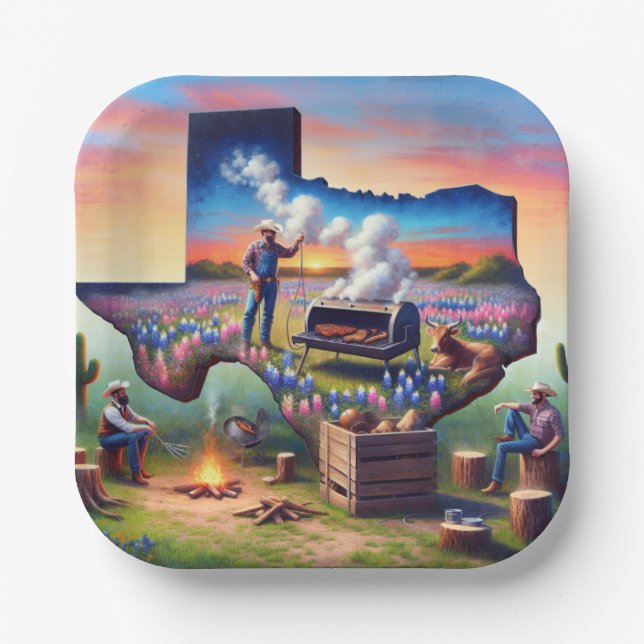 Texas BBQ Party 4 Paper Plate (Front)