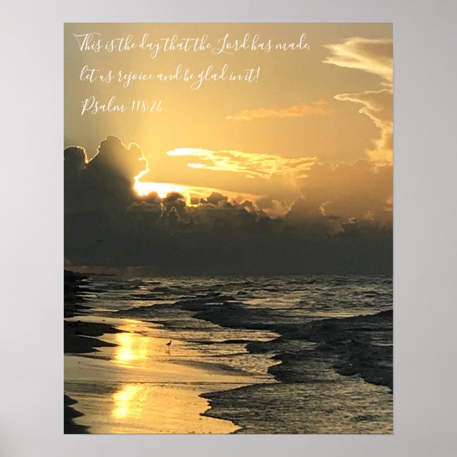 Texas Beach Sunrise, Scripture Verse, Psalm 118:24 Poster (Front)