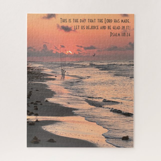 Texas Beach Sunrise, Verse from Psalm 118:24 Jigsaw Puzzle (Vertical)
