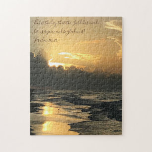 Texas Beach Sunrise, Verse from Psalm 118:24 Jigsaw Puzzle