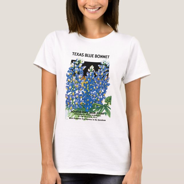 Texas Blue Bonnet Seed Packet Label T-Shirt (Front)