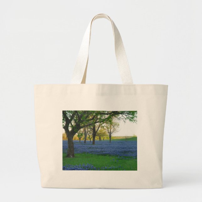 Texas Blue Bonnets Large Tote Bag (Front)