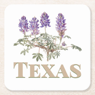 Texas Bluebonnet 2 Square Paper Coaster