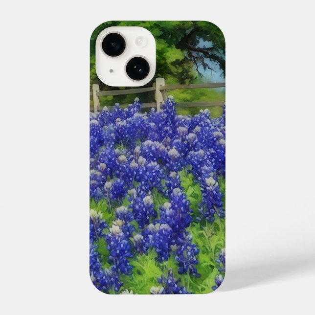 Texas Bluebonnet Art Blue Flower  iPhone Case (Back)