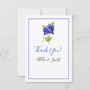 Texas Bluebonnet Flowers, Modern Wedding Thank You Card