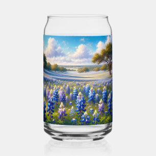 Texas Bluebonnet Meadow Landscape Can Glass