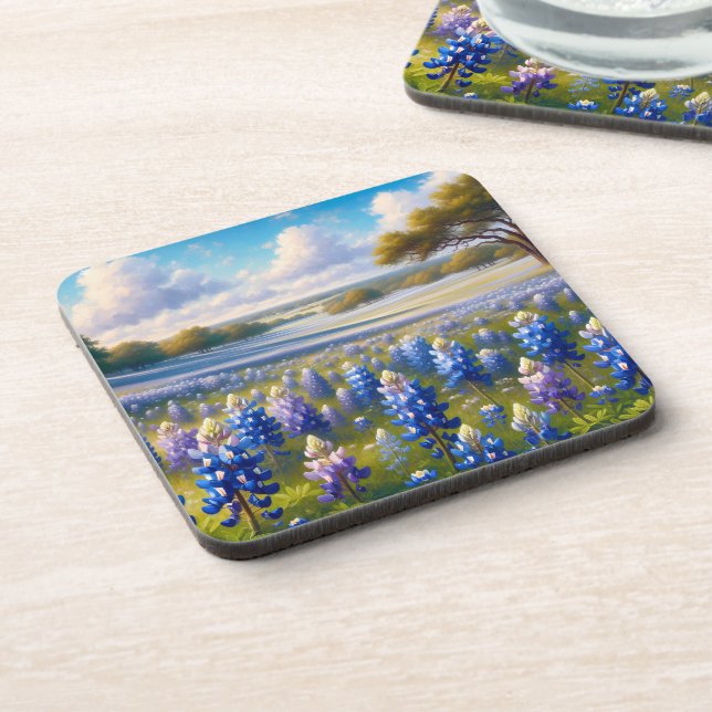 Texas Bluebonnet Meadow Landscape Coaster (Left Side)