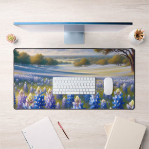 Texas Bluebonnet Meadow Landscape Desk Mat
