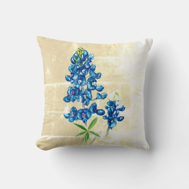 Texas Bluebonnet on Beige Cushion (Front)