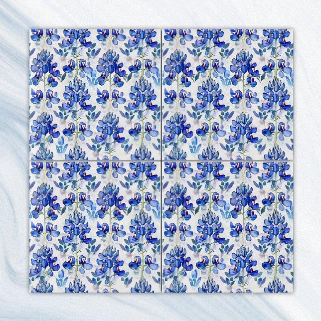 Texas Bluebonnet Pattern, Blue Floral Repeating Ceramic Tile (Creator Uploaded)