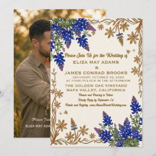 Texas Bluebonnet Photo Wedding Invitation