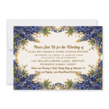 Texas Bluebonnet Photo Wedding Invitation