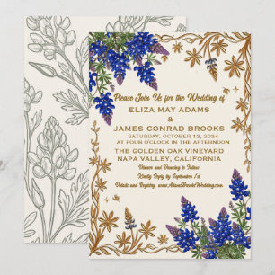 Texas Bluebonnet Photo Wedding Invitation