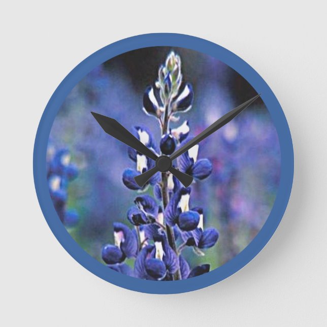 Texas Bluebonnet Round Clock (Front)