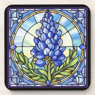 Texas Bluebonnet Stained Glass Coaster