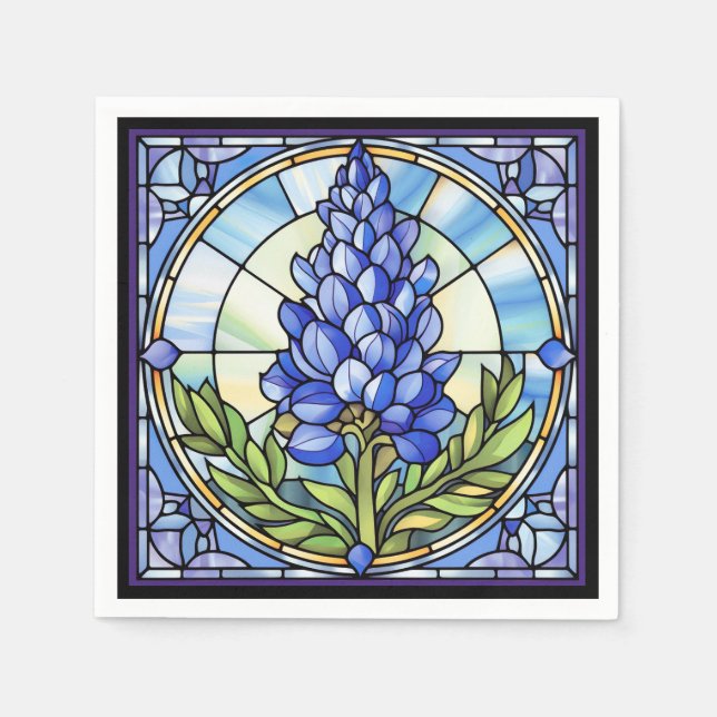 Texas Bluebonnet Stained Glass Napkin (Front)