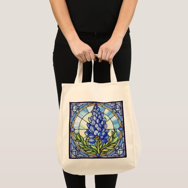 Texas Bluebonnet Stained Glass Tote Bag (Front (Product))