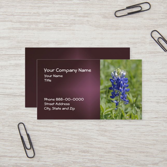 Texas Bluebonnet Wildflower Business Card (Front/Back In Situ)