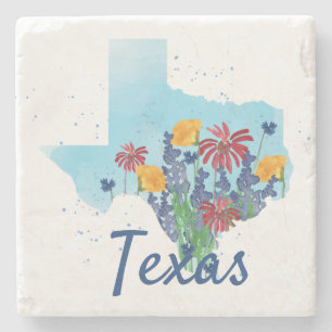 Texas Bluebonnet Wildflowers Stone Coaster