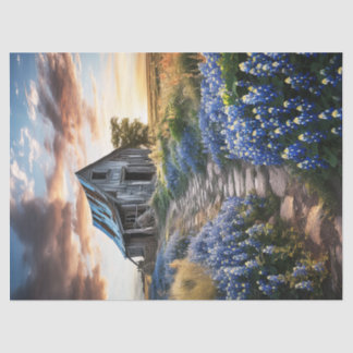 Texas Bluebonnets and Old Barn Decoupage Tissue Paper