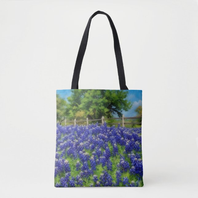 Texas Bluebonnets Blue Flowers Hill Country Tote Bag (Front)