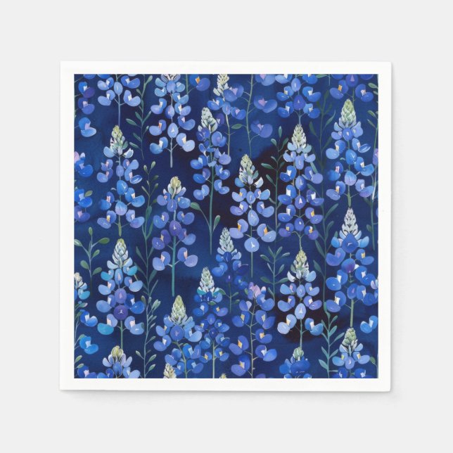 Texas Bluebonnets Blue Wild Flowers Pattern Napkin (Front)