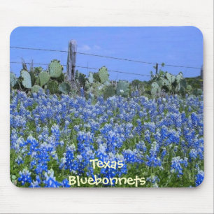 Texas Bluebonnets & Cactus at the Farm Mousepad
