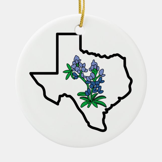 Texas Bluebonnets Ceramic Ornament (Front)