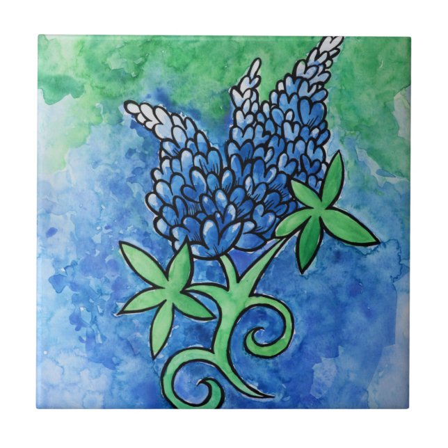 Texas Bluebonnets Ceramic Tile (Front)