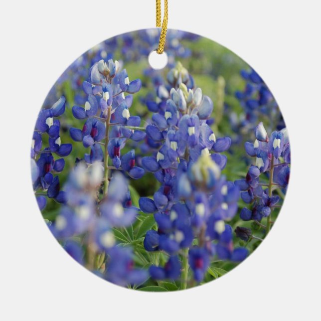 Texas Bluebonnets Ceramic Tree Decoration (Front)