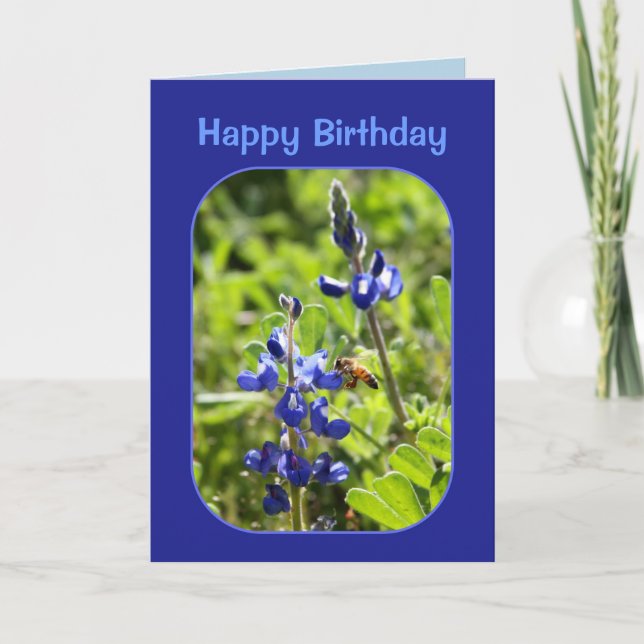 Texas Bluebonnets Happy Birthday Card (Front)