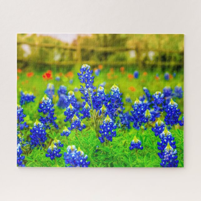 Texas Bluebonnets Indian Paintbrush Floral Jigsaw Puzzle (Horizontal)