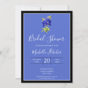 Texas Bluebonnets on Blue, Spring Wedding, Bridal Invitation