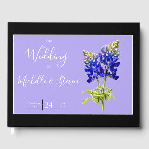 Texas Bluebonnets on Lavender, Spring Wedding Guest Book