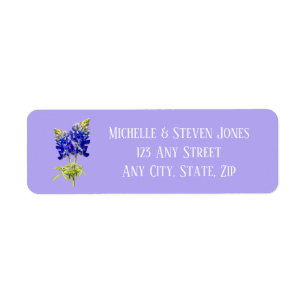 Texas Bluebonnets on Lavender, Spring Wedding Return Address Label