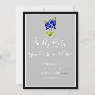 Texas Bluebonnets on Light Grey, Spring RSVP Invitation