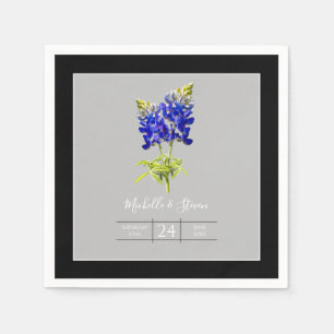 Texas Bluebonnets on Light Grey, Spring Wedding Napkin