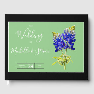 Texas Bluebonnets on Sage, Spring Wedding Guest Book