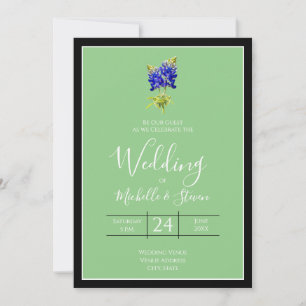Texas Bluebonnets on Sage, Spring Wedding Invitation