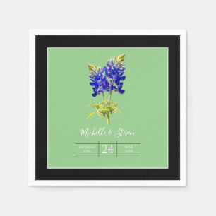 Texas Bluebonnets on Sage, Spring Wedding Napkin