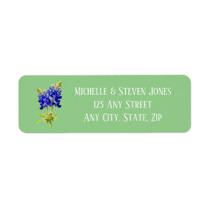 Texas Bluebonnets on Sage, Spring Wedding Return Address Label