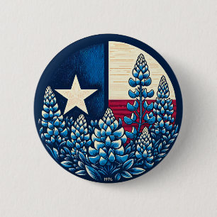 Texas Bluebonnets State Flag Texan Pride 6 Cm Round Badge