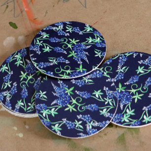 Texas Bluebonnets Texan Round Paper Coaster