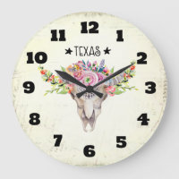 Texas Boho Cow Skull With Flowers Chic Trendy