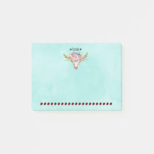 Texas Boho Cow Skull With Flowers Chic Trendy Post-it Notes