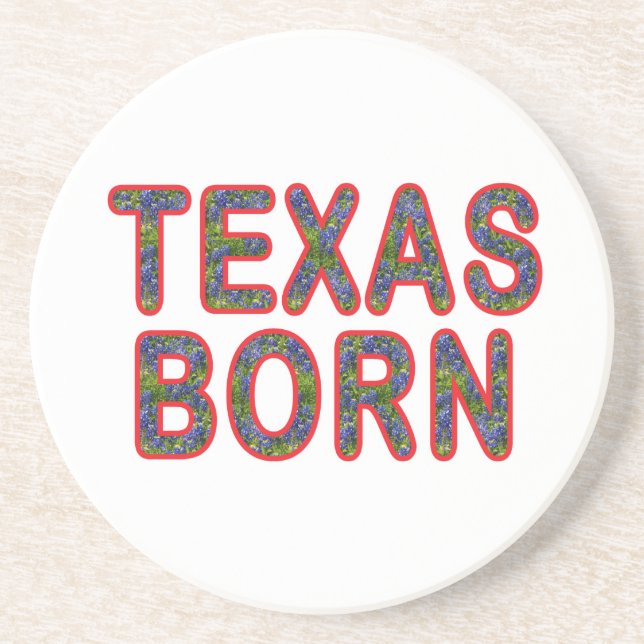 Texas Born Bluebonnet Coaster (Front)