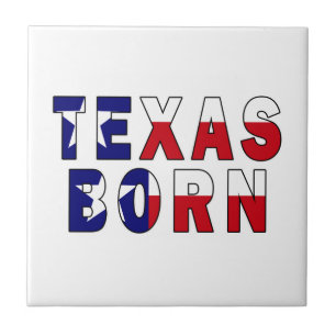 Texas Born Flag Ceramic Tile