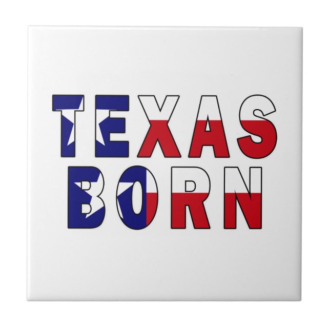 Texas Born Flag Ceramic Tile (Front)